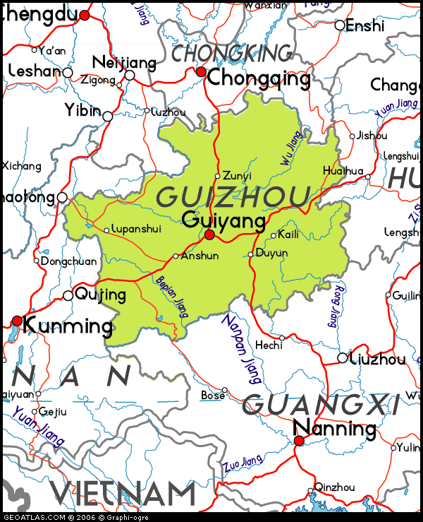 Map of Guizhou