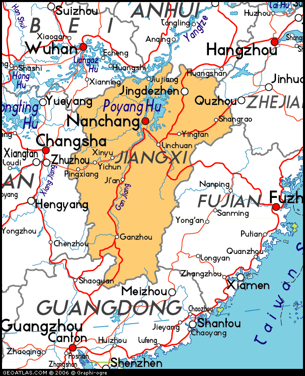 Map of Jiangxi