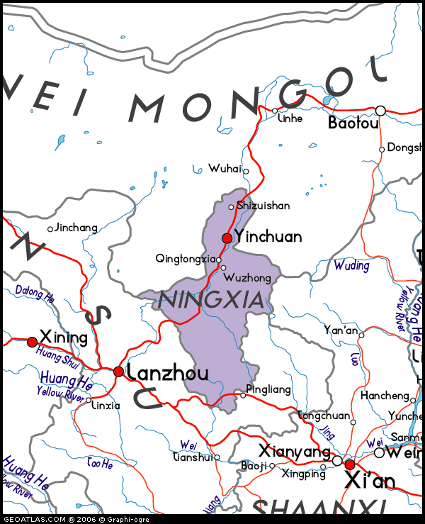 Map of Ningxia