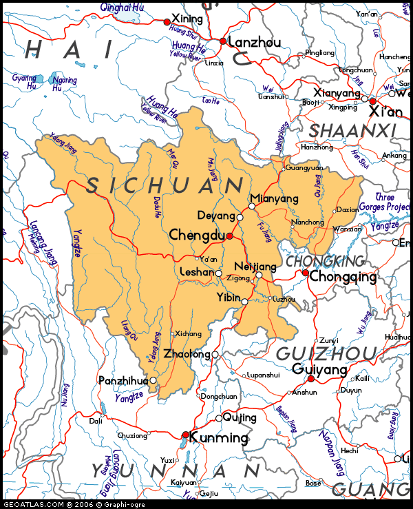Map of sichuan