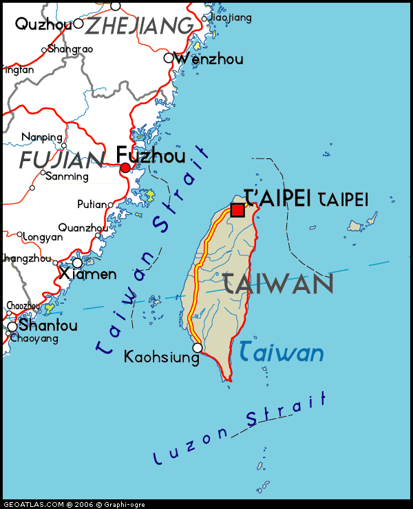 Map of Taiwan, China, China Atlas